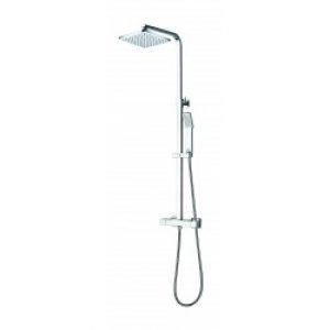 Ensemble de douche chromé – mitigeur thermostatique – tête 20 x 20 cm – Kisco – AZZURO