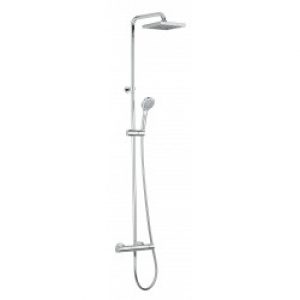 Ensemble de douche chromé – mitigeur thermostatique – tête 20 x 20 cm – New Road – NOBILI