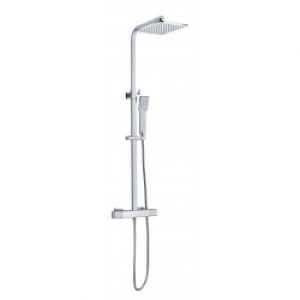 Ensemble de douche chromé – thermostatique corps froid – tête carrée 20 x 20 cm – Lugo – AZZURO