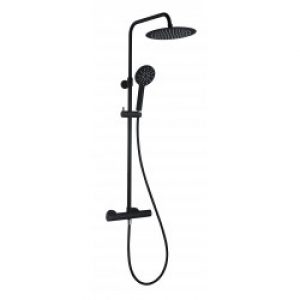 Ensemble de douche noir – thermostatique – tête diam. 25 cm – Kissy – AZZURO