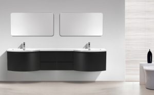 Ensemble de meubles de salle de bain LAURANCE 2400, noir mat – forme arrondie