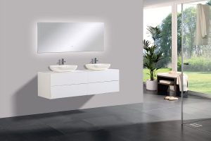Ensemble de salle de bain Milou 1600 blanc mat – miroir et vasque en option