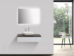 Ensemble de salle de bain Vision 800 blanc mat – miroir et vasque en option