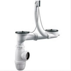 Ensemble en plastique blanc pour éviers inox 2 cuves