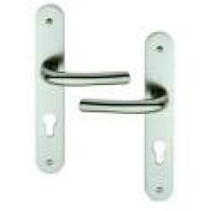 Ensemble poignée de porte Courchevel sur plaque cylindre – Alu argent