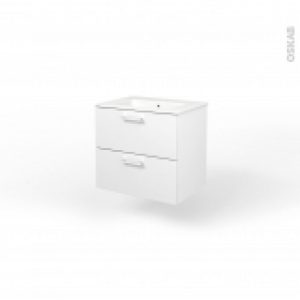 Ensemble Salle De Bains Meuble Milo Blanc Plan Vasque Ceramique L615 X P46 X H565 Cm