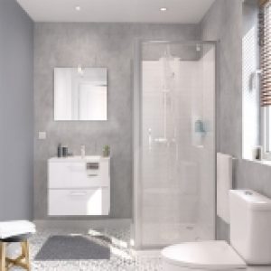 Ensemble Salle De Bains Meuble Milo Blanc Plan Vasque Ceramique Miroir Eclairage Robinet Chrome L615 X P46 X H565 Cm