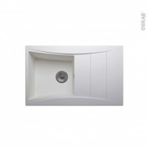 Evier De Cuisine Vago Resine Blanc 1 Bac Egouttoir A Encastrer