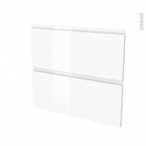 Facades De Cuisine 2 Tiroirs N60 Ipoma Blanc Brillant L80 X H70 Cm