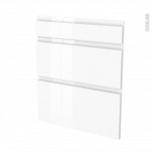 Facades De Cuisine 3 Tiroirs N58 Ipoma Blanc Brillant L60 X H70 Cm