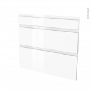 Facades De Cuisine 3 Tiroirs N74 Ipoma Blanc Brillant L80 X H70 Cm