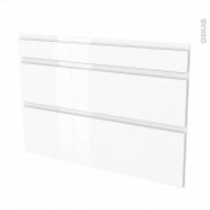 Facades De Cuisine 3 Tiroirs N75 Ipoma Blanc Brillant L100 X H70 Cm