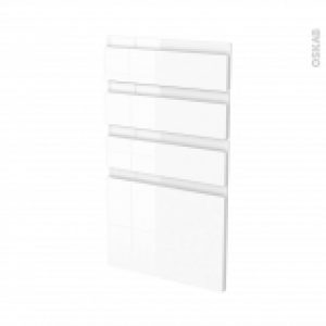 Facades De Cuisine 4 Tiroirs N53 Ipoma Blanc Brillant L40 X H70 Cm