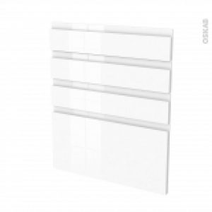 Facades De Cuisine 4 Tiroirs N59 Ipoma Blanc Brillant L60 X H70 Cm