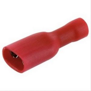 Fiche femelle entièrement isolée rouge section 1,5 à 2,5mm² Ø6,35mm ext. vendu par 10