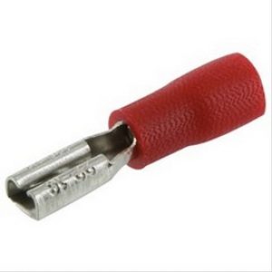 Fiche femelle pré-isolée rouge section 0,5 à 1,5mm², Ø6,35mm ext. vendu par 10