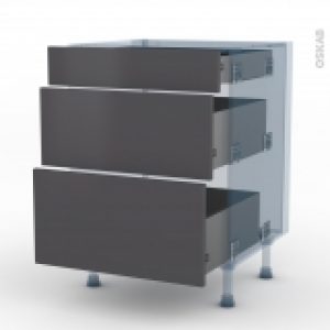 Ginko Gris Kit Renovation 18 Meuble Casserolier 3 Tiroirs L60Xh70Xp60