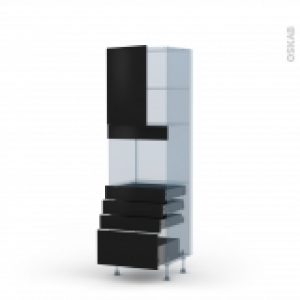 Ginko Noir Kit Renovation 18 Colonne Four Niche 45 N2159 1 Porte 4 Tiroirs L60Xh195Xp60