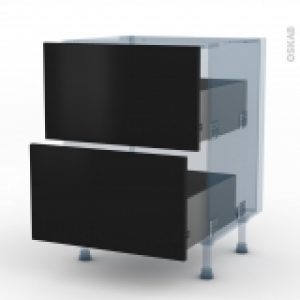 Ginko Noir Kit Renovation 18 Meuble Casserolier 2 Tiroirs L60Xh70Xp60
