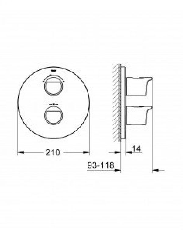 GROHE – Façade pour mitigeur thermostatique 2 sorties Grohtherm…