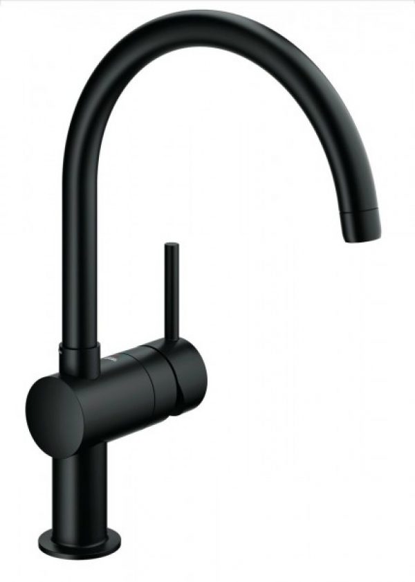 Grohe Mitigeur monocommande évier, montage au sol Minta Velvet Black (32917)