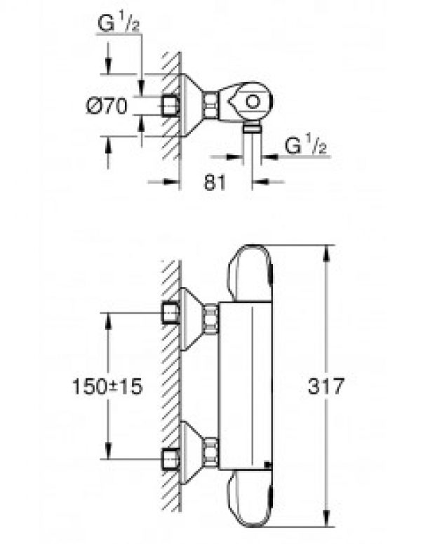 GROHE – Mitigeur thermostatique douche Grohtherm 1000 – 34438003