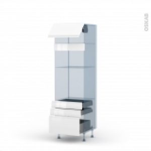 Ipoma Blanc Brillant Kit Renovation 18 Colonne Fourmo 3638 N1059 1 Abattant 3 Tiroirs L60Xh195Xp60