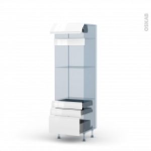 Ipoma Blanc Brillant Kit Renovation 18 Colonne Fourmo 45 N559 1 Abattant 3 Tiroirs L60Xh195Xp60