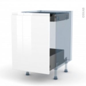 Ipoma Blanc Brillant Kit Renovation 18 Meuble Bas Coulissant 1 Porte 1 Tiroir Anglaise L50Xh70Xp60