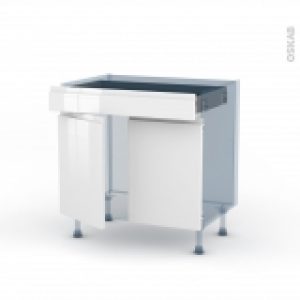 Ipoma Blanc Brillant Kit Renovation 18 Meuble Bas Cuisine 2 Portes 1 Tiroir L80Xh70Xp60