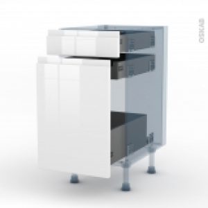 Ipoma Blanc Brillant Kit Renovation 18 Meuble Range Epice 3 Tiroirs L40Xh70Xp60