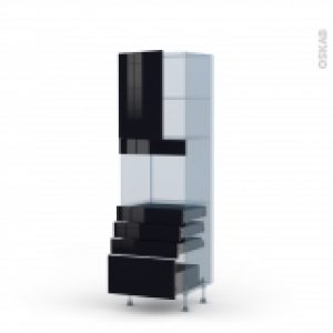 Keria Noir Kit Renovation 18 Colonne Four Niche 45 N2159 1 Porte 4 Tiroirs L60Xh195Xp60