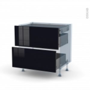 Keria Noir Kit Renovation 18 Meuble Casserolier 2 Tiroirs 1 Tiroir Anglaise L80Xh70Xp60