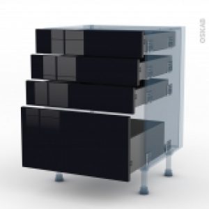 Keria Noir Kit Renovation 18 Meuble Casserolier 4 Tiroirs L60Xh70Xp60