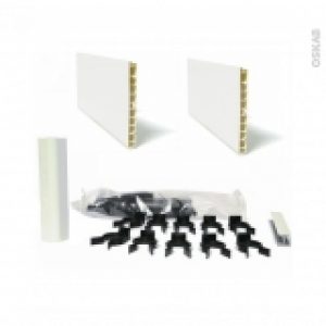 Kit 2 Plinthes De Cuisine Pvc Blanc Brillant Avec Clips Et Raccords L400 X H15 Cm Sokleo