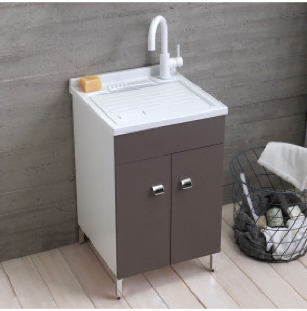 LAVABO 2 PORTES 50X50 AVEC CAISSON COULEUR COLOMBE FONCÉ
