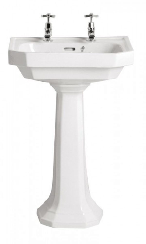 Lavabo Colonne Heritage Granley Deco avec 2 trous de robinetterie PGDW06