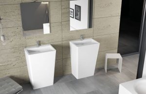 Lavabo Colonne Riho Dijon 440x900x600mm Blanc Satiné Mat
