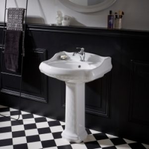 Lavabo colonne rétro 60 cm en céramique blanc