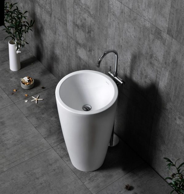 Lavabo colonne totem TWZ16 en pierre solide (Solid Stone) –  50x50x90cm
