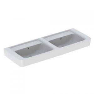 Lavabo Double Geberit Renova Plan Sans Trou Trop-Plein 1300x190x480mm Blanc