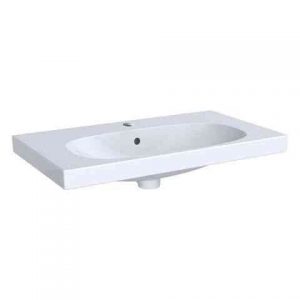 Lavabo Sur Meuble Geberit Acanto Projection Raccourcie Avec Plan De Toilette 750x168x422mm Blanc