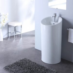 Lavabo sur pied cylindre blanc
