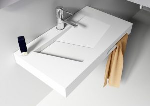 Lavabo Suspendu Riho Lorient 500x100x900mm Blanc Mat