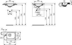 Lave Main Rectangulaire Ideal Standard  Tonic II 46 x 31 cm Version gauche K0866