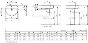 Lave Main Rond Ideal Standard 500 x 420 mm Connect Sphere E7146