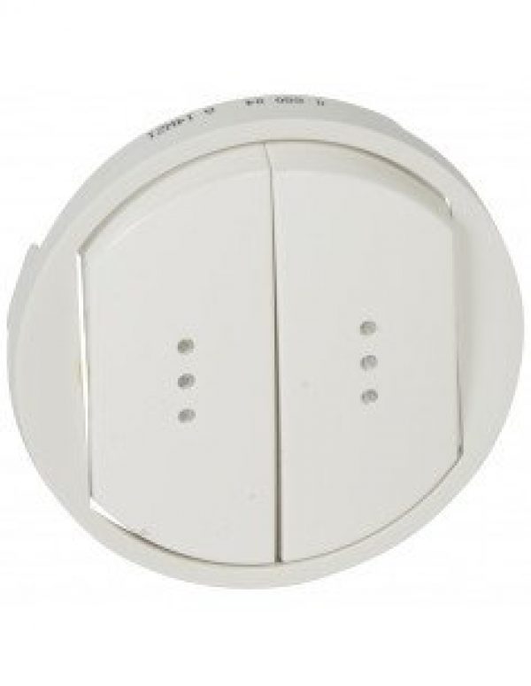 LEGRAND – Enjoliveur N1 Double poussoir blanc à voyant – 068004
