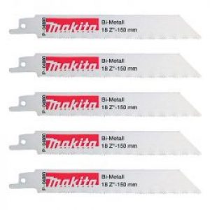 Lot De 5 Lames De Scie Sabre Makita P 04880 Bi Metal Flexible Pour Acier Et Inox 15 A 25 Mm 150 Mm