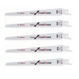 Lot De 5 Lames De Scie Sabre S 611 Df Bosch 2608656258 Pour Bois Et Metal