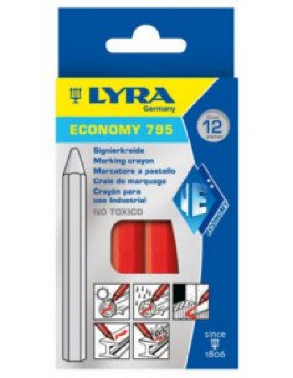 LYRA – Boîte de 12 craies de marquage 110×11 mm rouge – 4850017